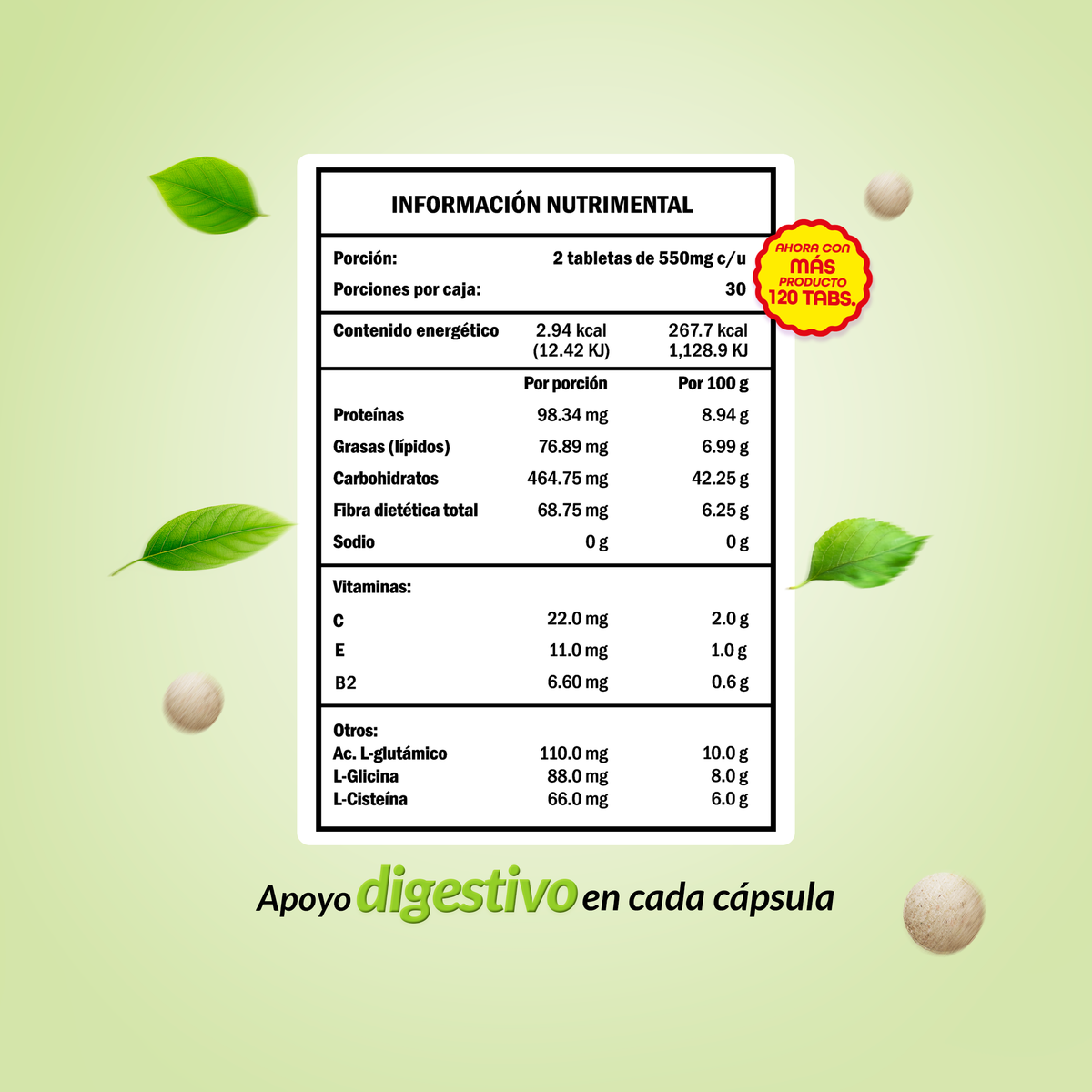Glution GSH Glutatión 120 Tabletas