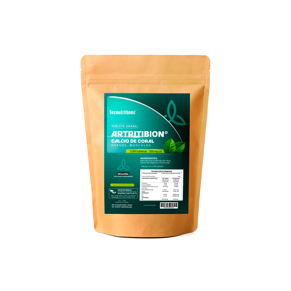 Tableta Granel Artritibion® Calcio De Coral Huesos Músculos