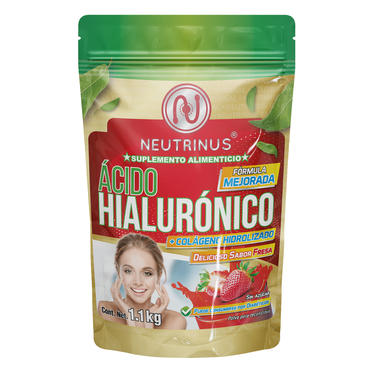 Ácido Hialuronico Con Colágeno Hidrolizado Sabor Fresa