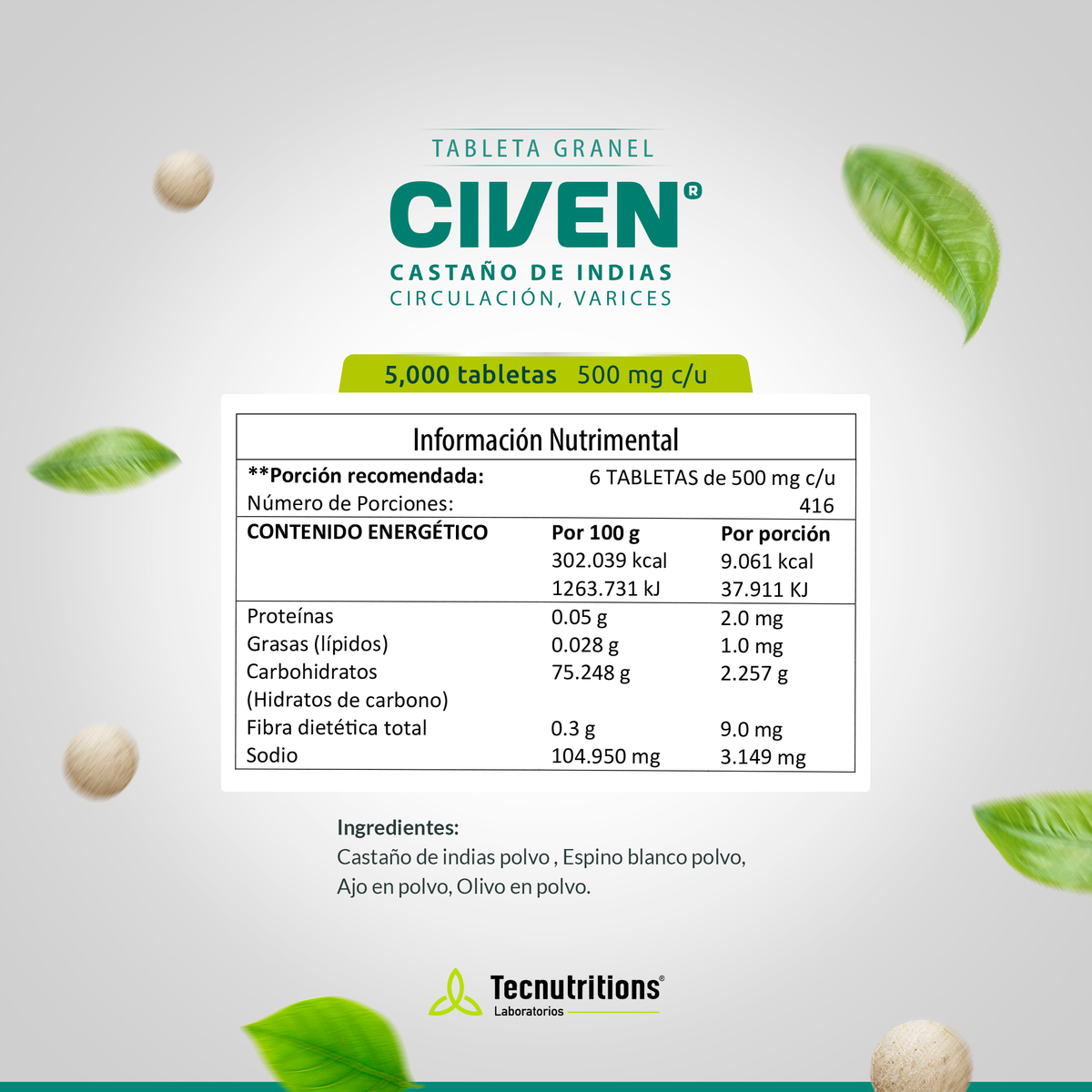 Tableta Granel Civen® Castaño De Indias Circulación, Varices