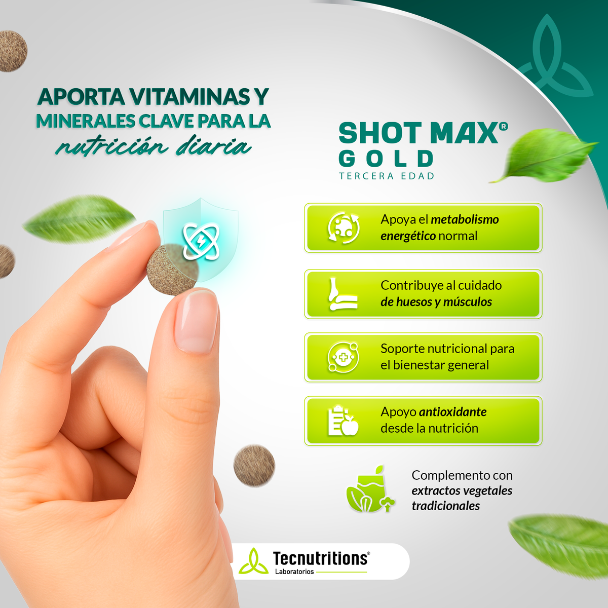Tableta Granel Shot Max® Gold Tercera Edad Calidad De Vida