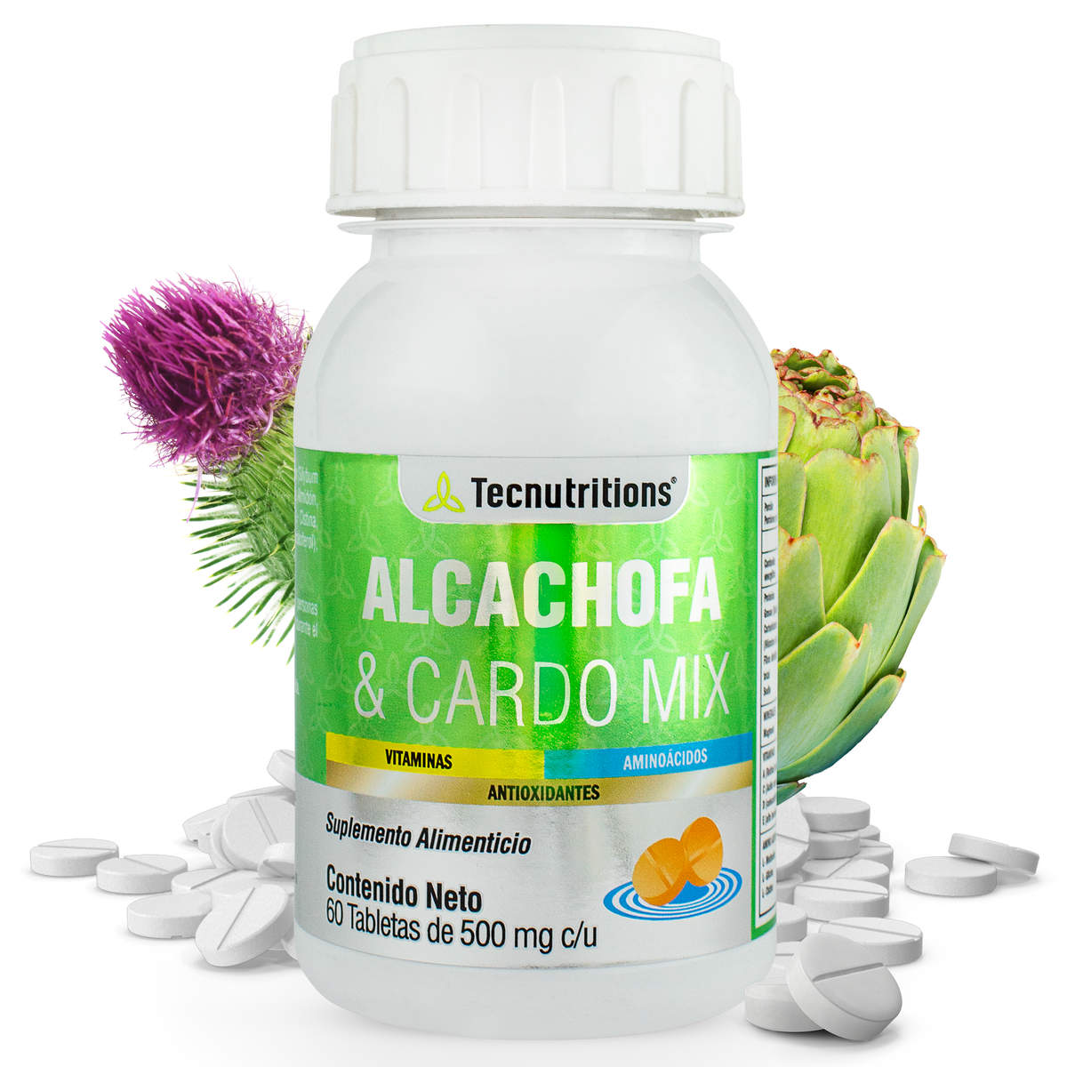 Suplemento alimenticio Alcachofa y Cardo Mix, 60 tabs, con cardo mariano, alcachofa, detox