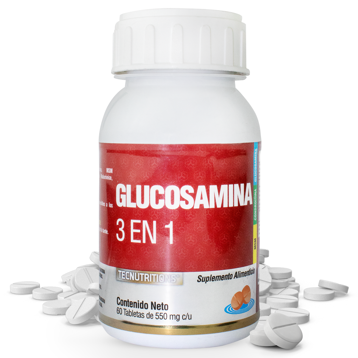 Suplemento alimenticio Glucosamina 3 en 1, 60 tabs, con glucosamina, condroitina, msm