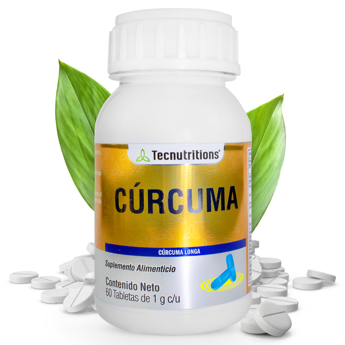 Suplemento alimenticio Cúrcuma, 60 tabs, con turmeric curcumin