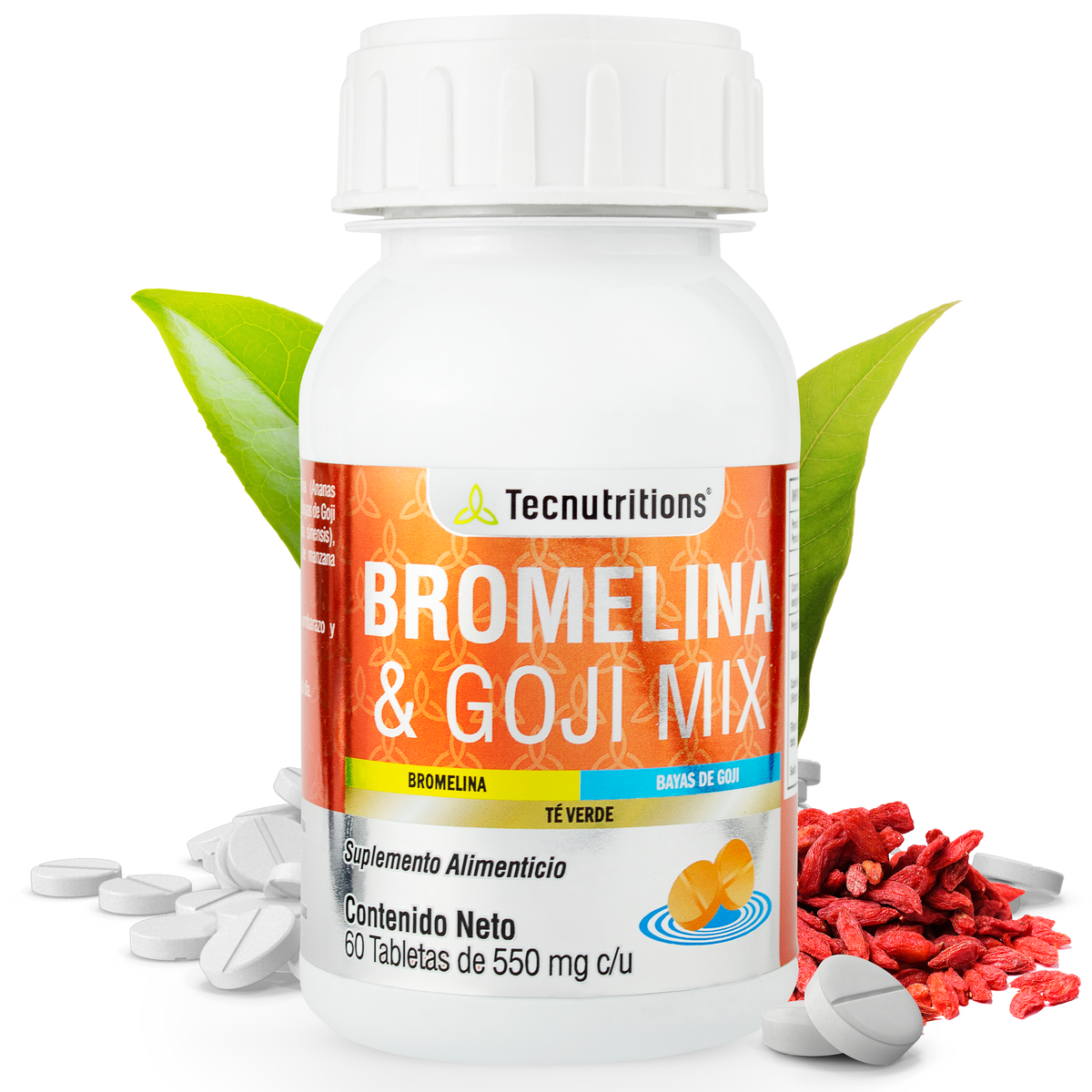 Food supplement with vitamins and antioxidants, Bromelain and Goji Mix, 60 tabl