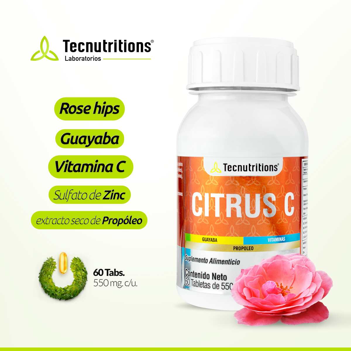 Suplemento alimenticio Citrus C, 60 tabs, con vitamina c, zinc, propóleo, sistema inmune