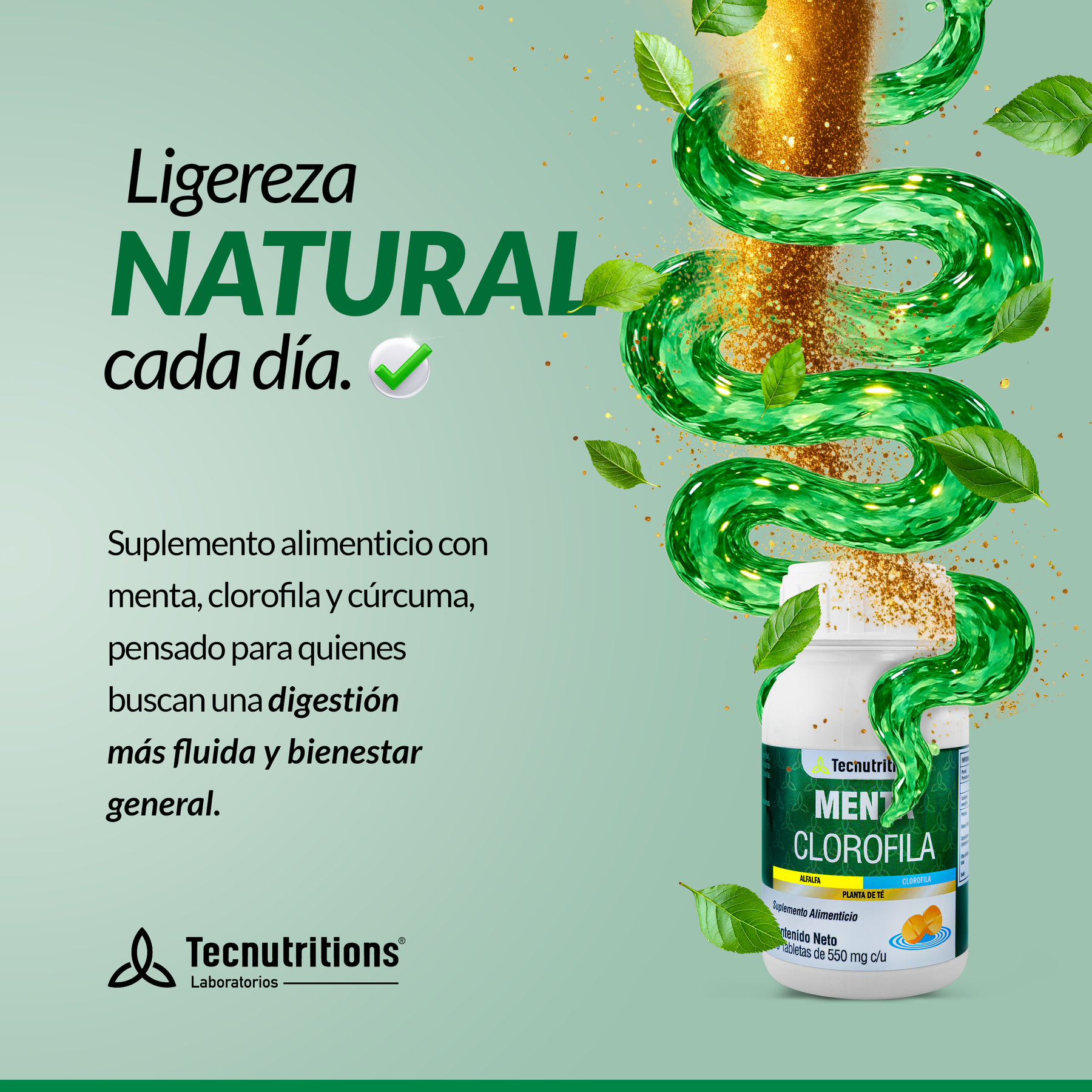 Food supplement with antioxidants and vitamins, Mint Chlorophyll, 60 tabl