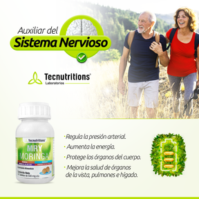 Suplemento alimenticio MRY Moringa, 60 tabs, con polvo de hojas de moringa, vitaminas del grupo B, inositol,