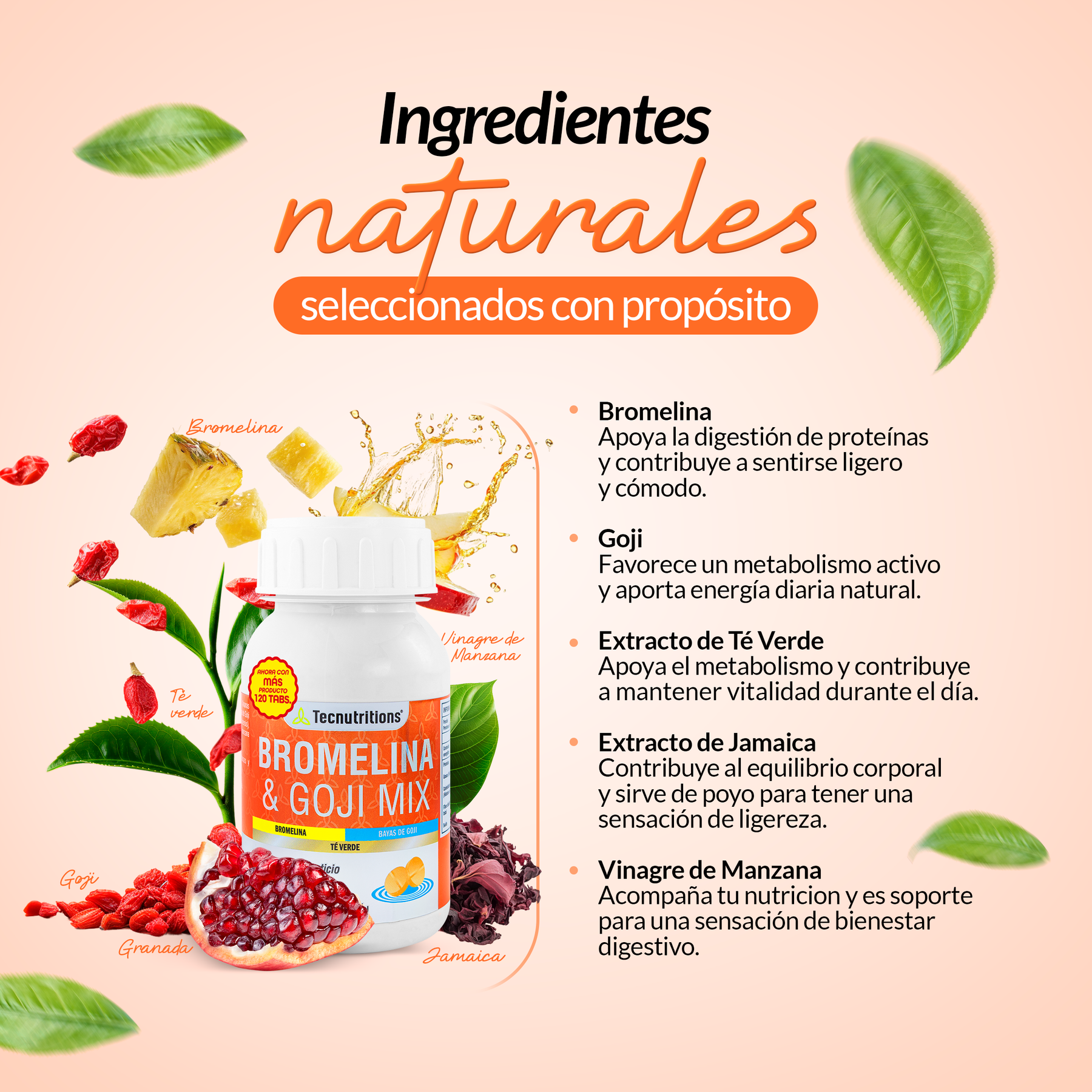 Food supplement with vitamins and antioxidants, Bromelain and Goji Mix, 60 tabl