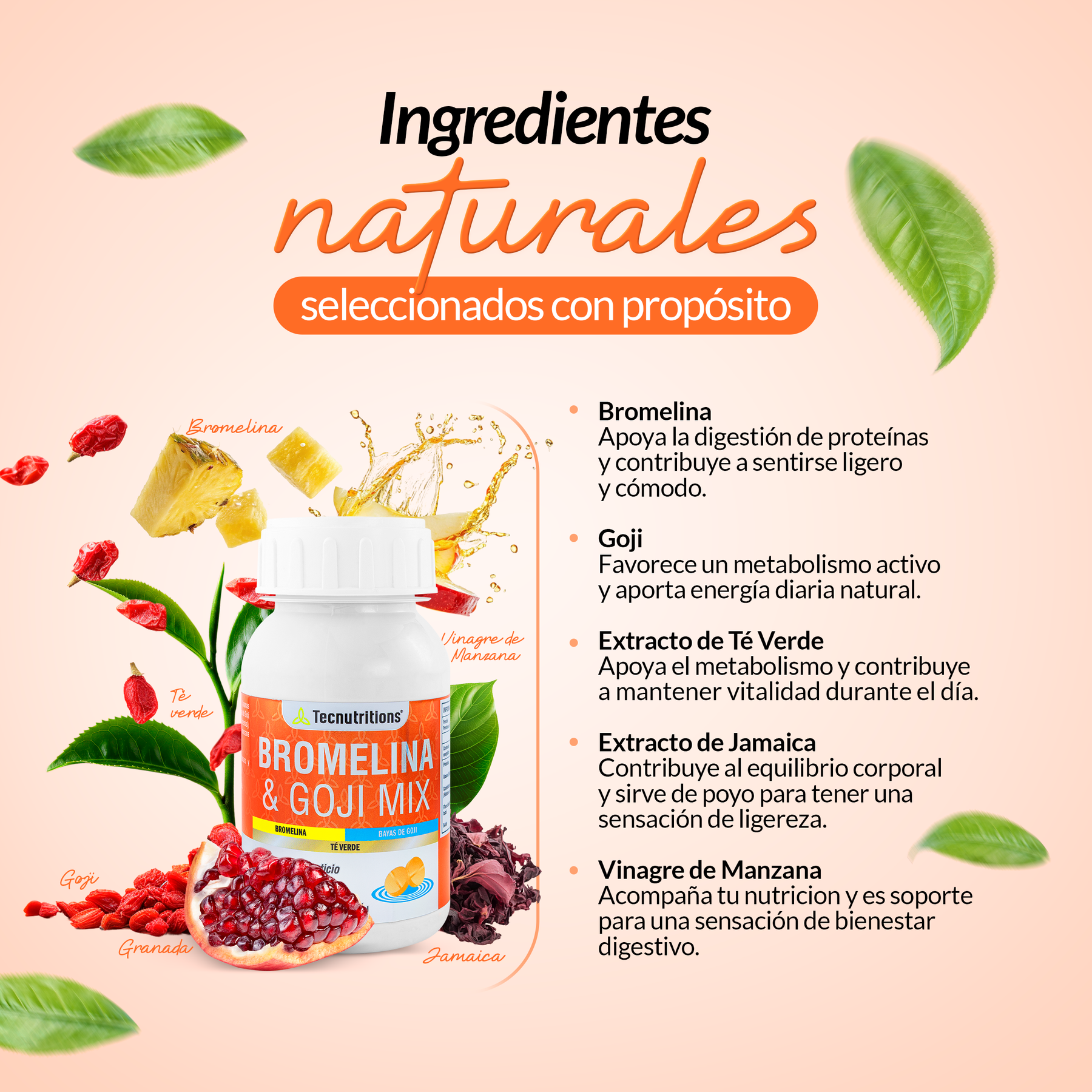 Food supplement with vitamins and antioxidants, Bromelain and Goji Mix, 60 tabl