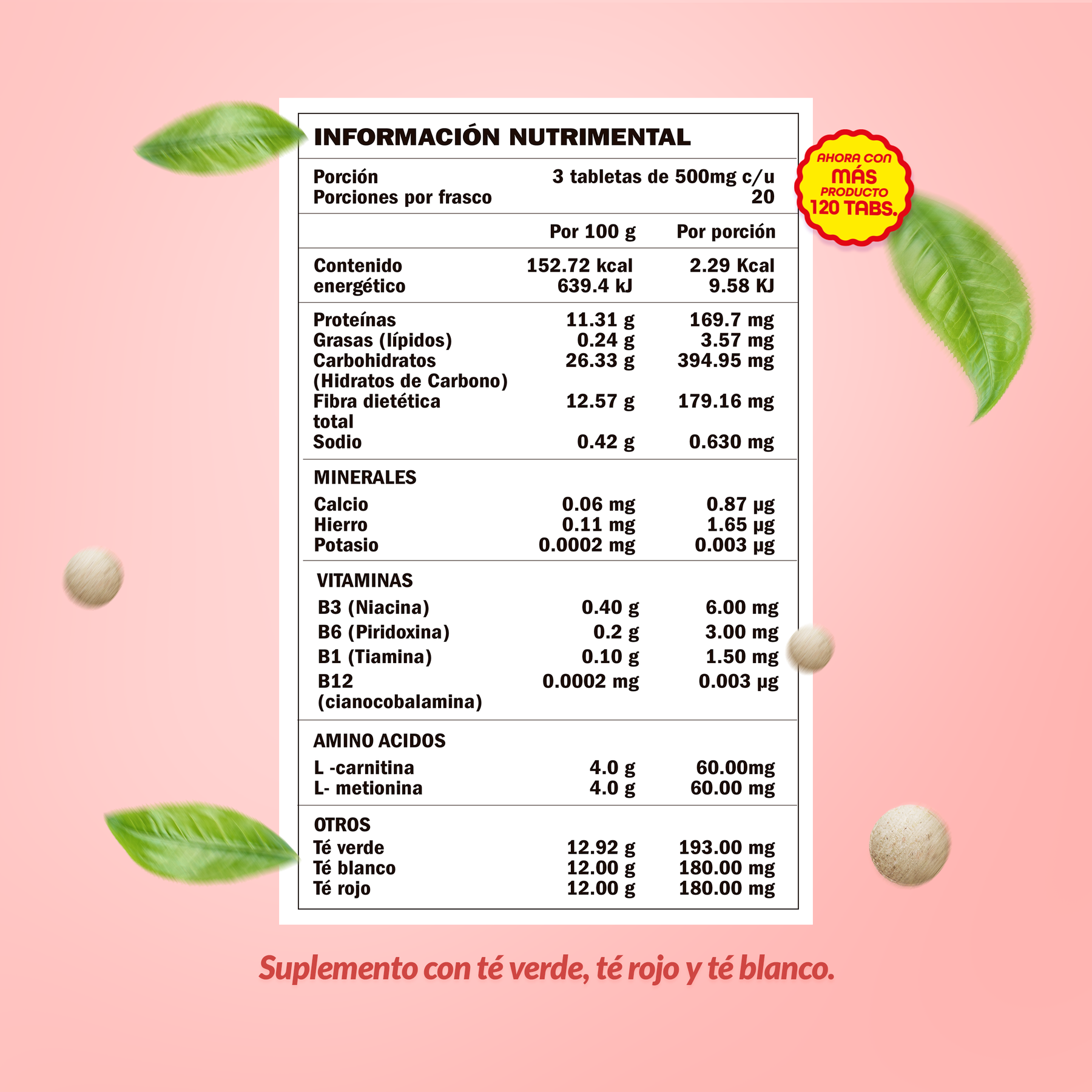 Food supplement with antioxidants, fibers and vitamins, The Green 3 in 1, 60 tabl