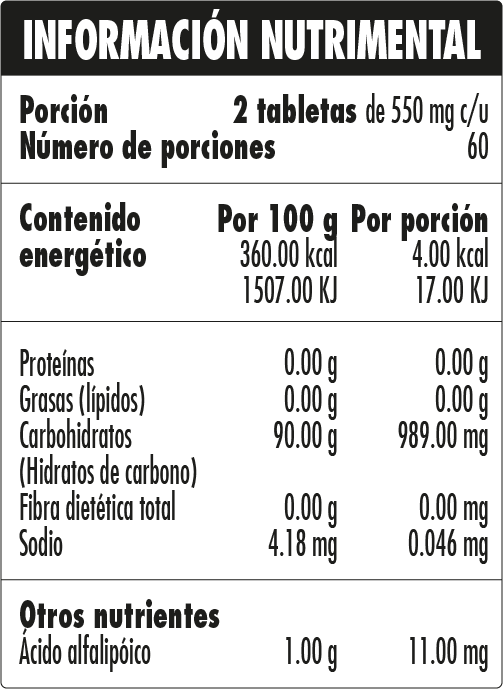 Ácido Alfa Lipoico – Antioxidante y Energía Celular | Neutrinus Plus 120 Tabletas