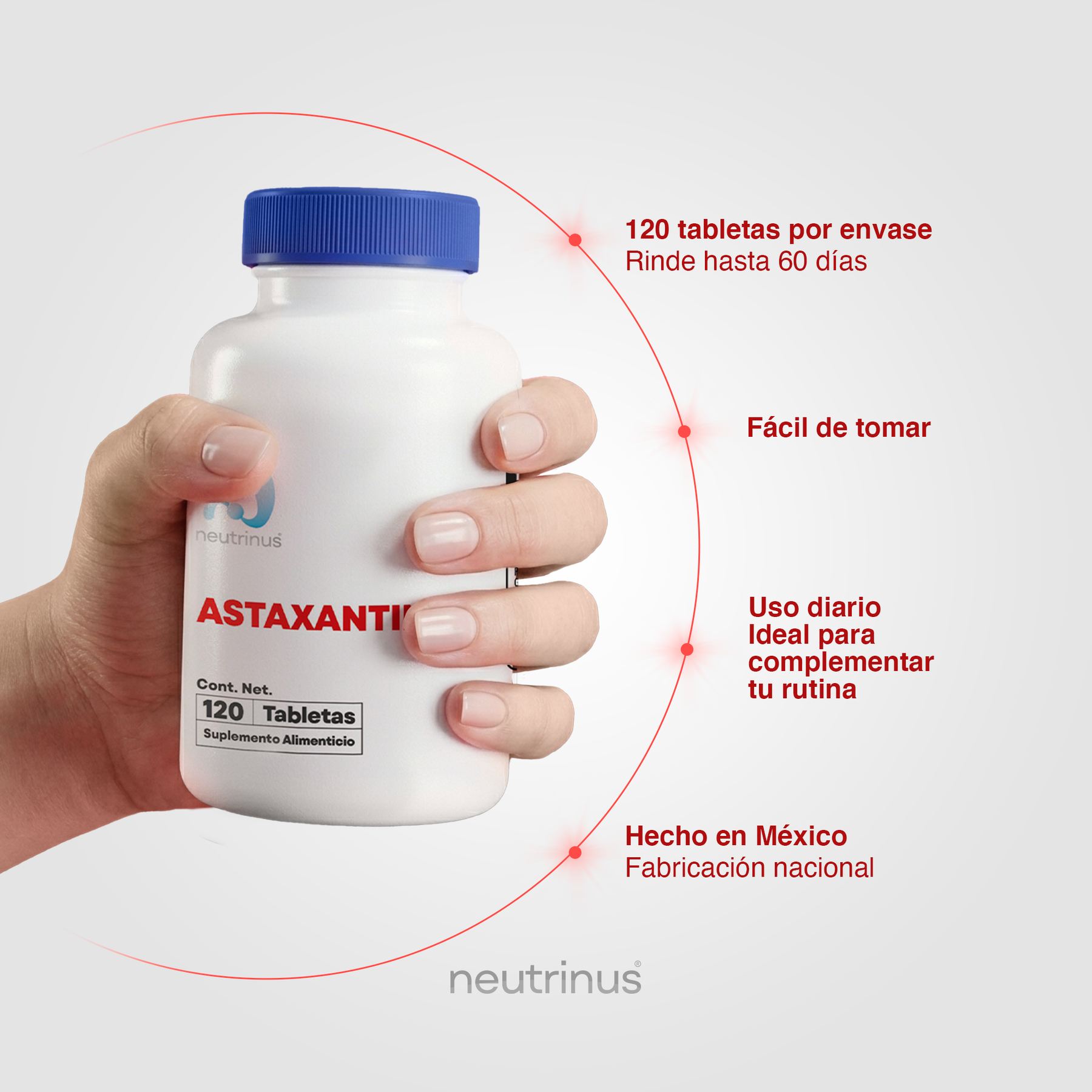 Astaxantina – Antioxidante Premium y Cuidado de la Piel | Neutrinus Plus 120 Tabletas