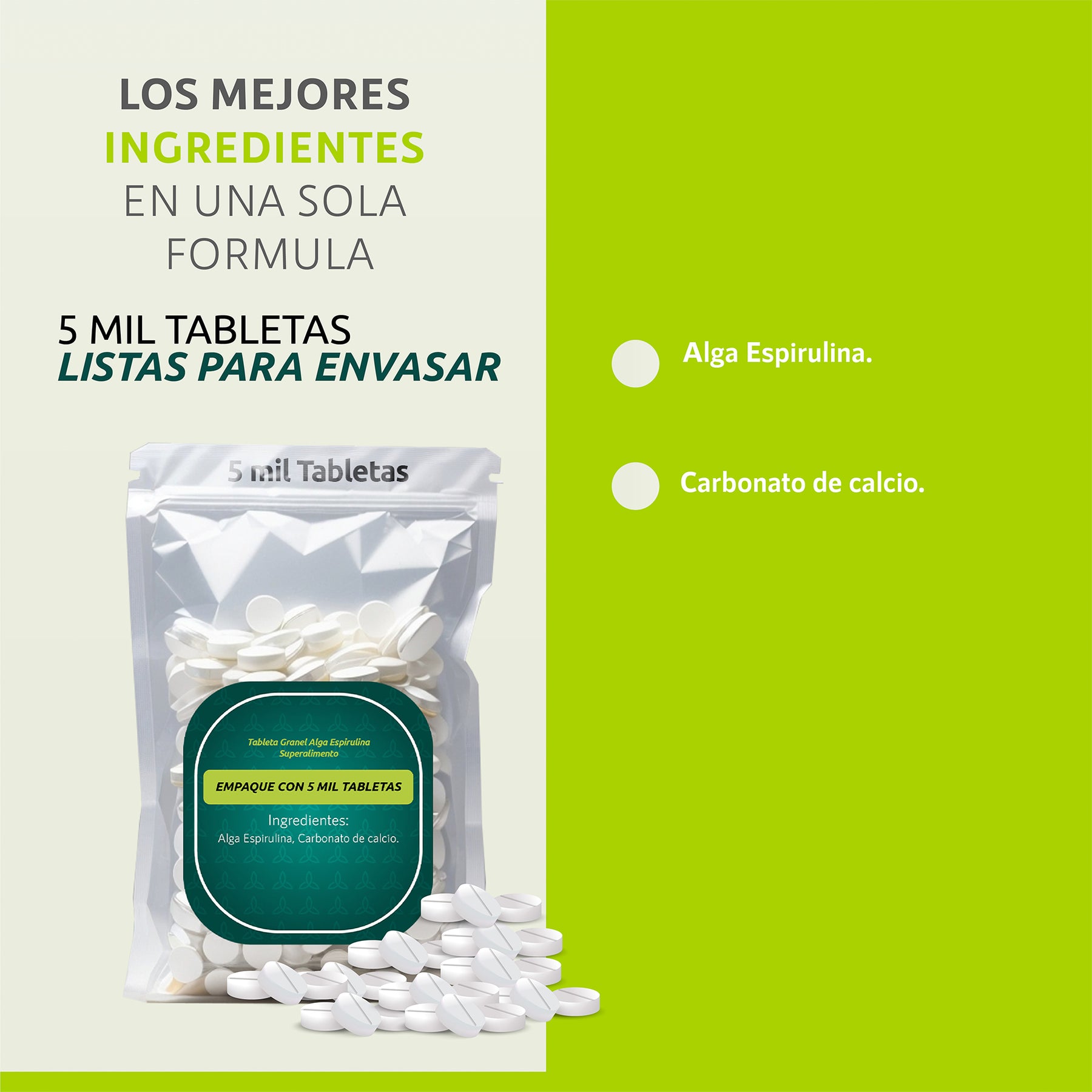 Tableta Granel Alga Espirulina Superalimento