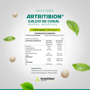 Tableta Granel Artritibion® Calcio De Coral Huesos Músculos