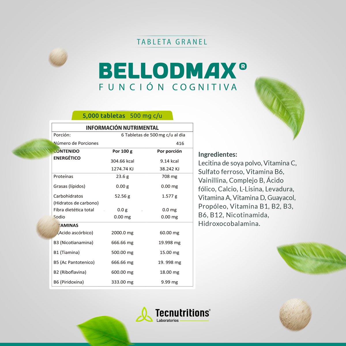 Tableta Granel Bellodmax® Función Cognitiva