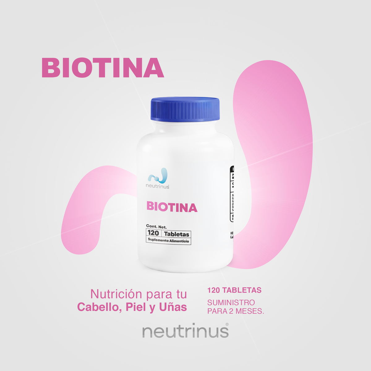Biotina – Cabello, Piel y Uñas Fuertes | Neutrinus Plus 120 Tabletas