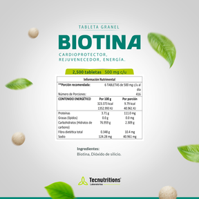 Tableta Granel Biotina Cardioprotector Rejuvenecedor Energía