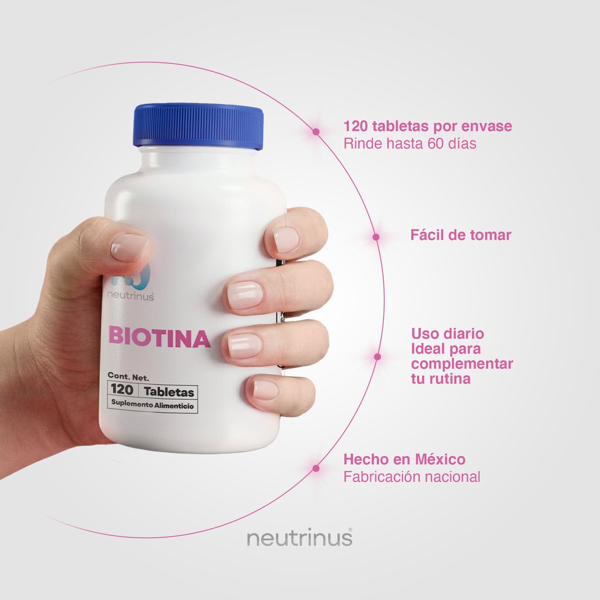 Biotina – Cabello, Piel y Uñas Fuertes | Neutrinus Plus 120 Tabletas