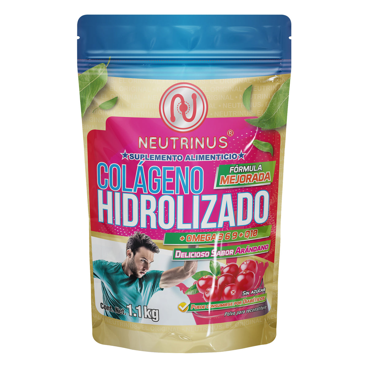 Suplemento Alimenticio Colágeno Hidrolizado Con Omega 3, 6, 9 Y Q10 1.1 kg, Sabor Arándanos