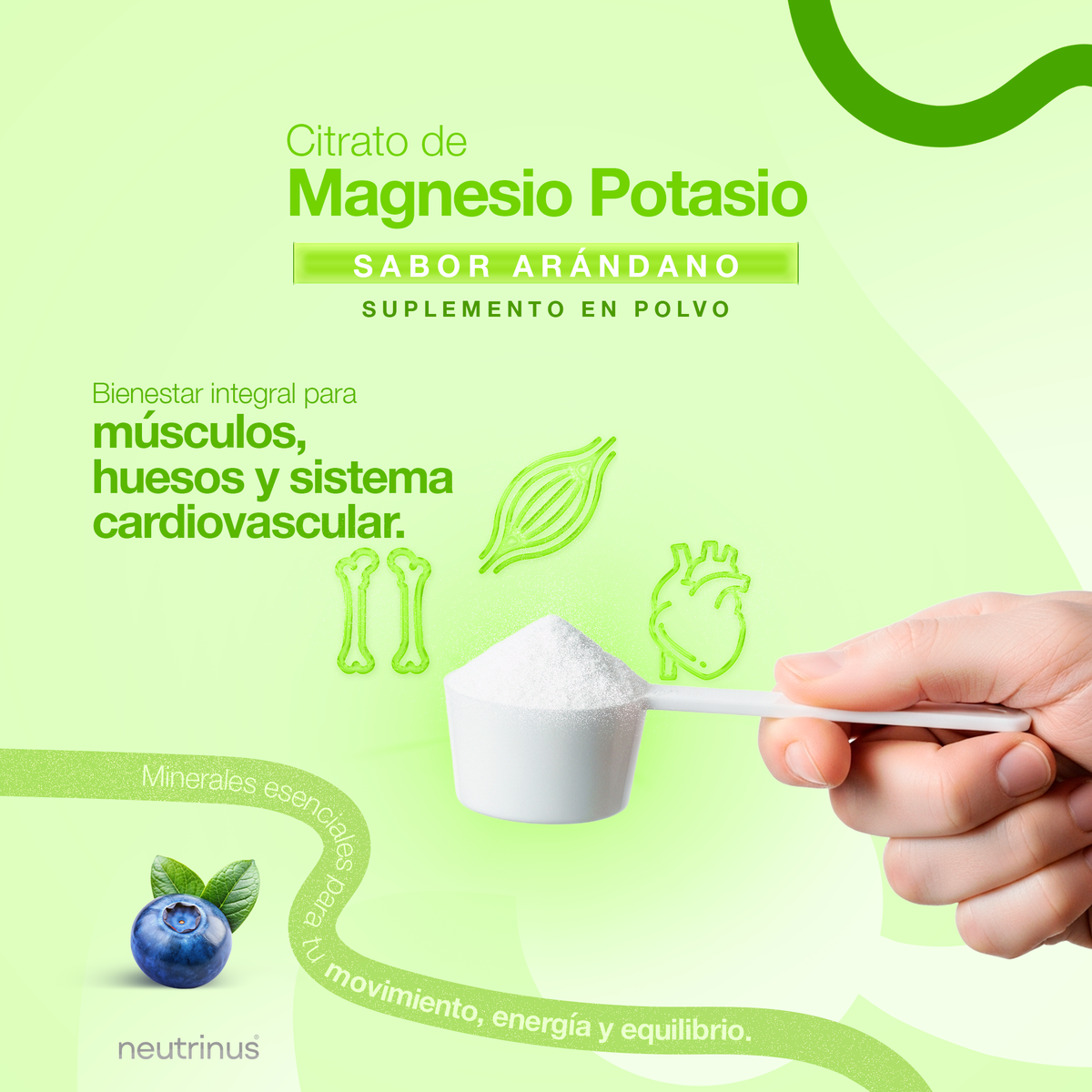 Citrato de Potasio Y Magnesio Sabor Arandano