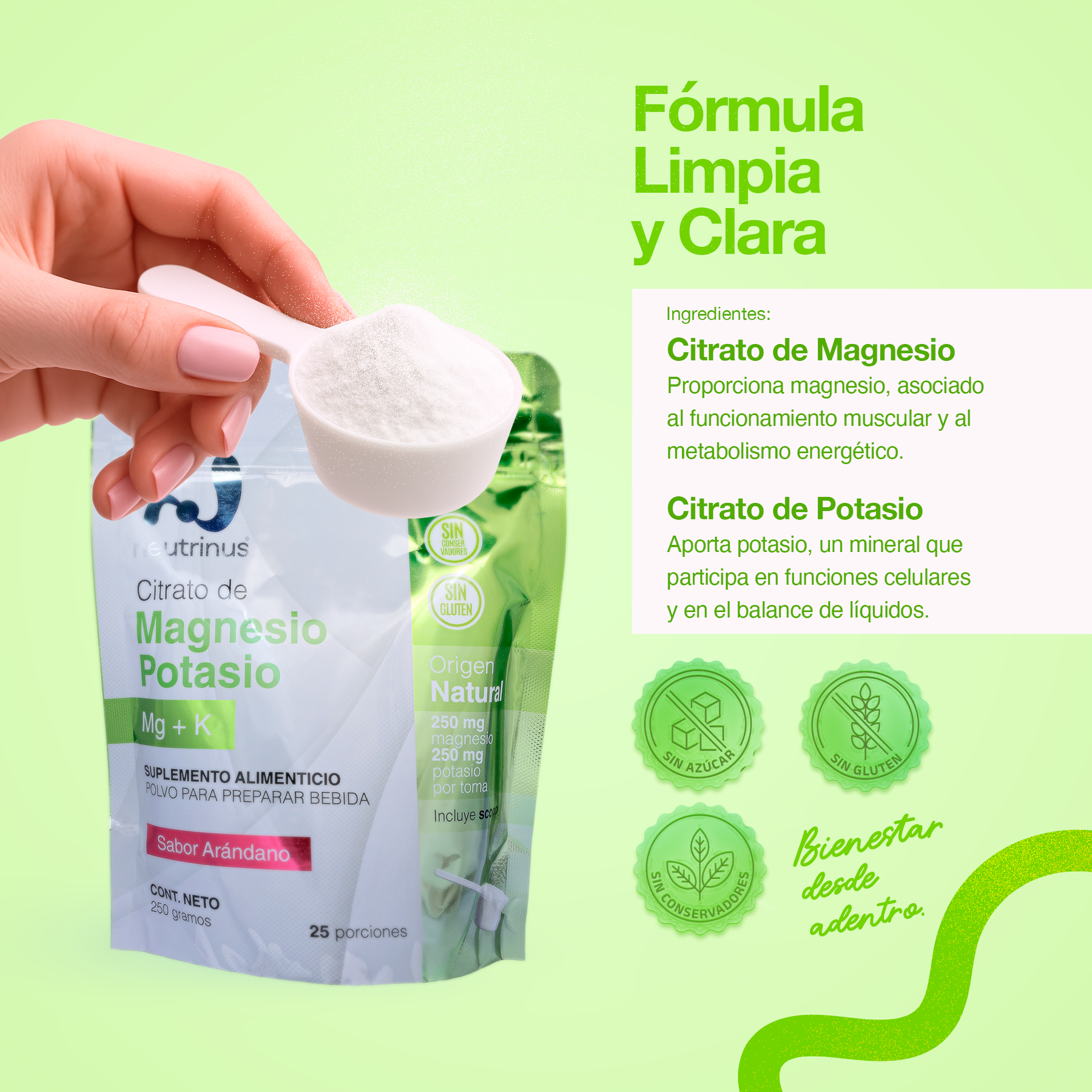 Citrato de Potasio Y Magnesio Sabor Arandano