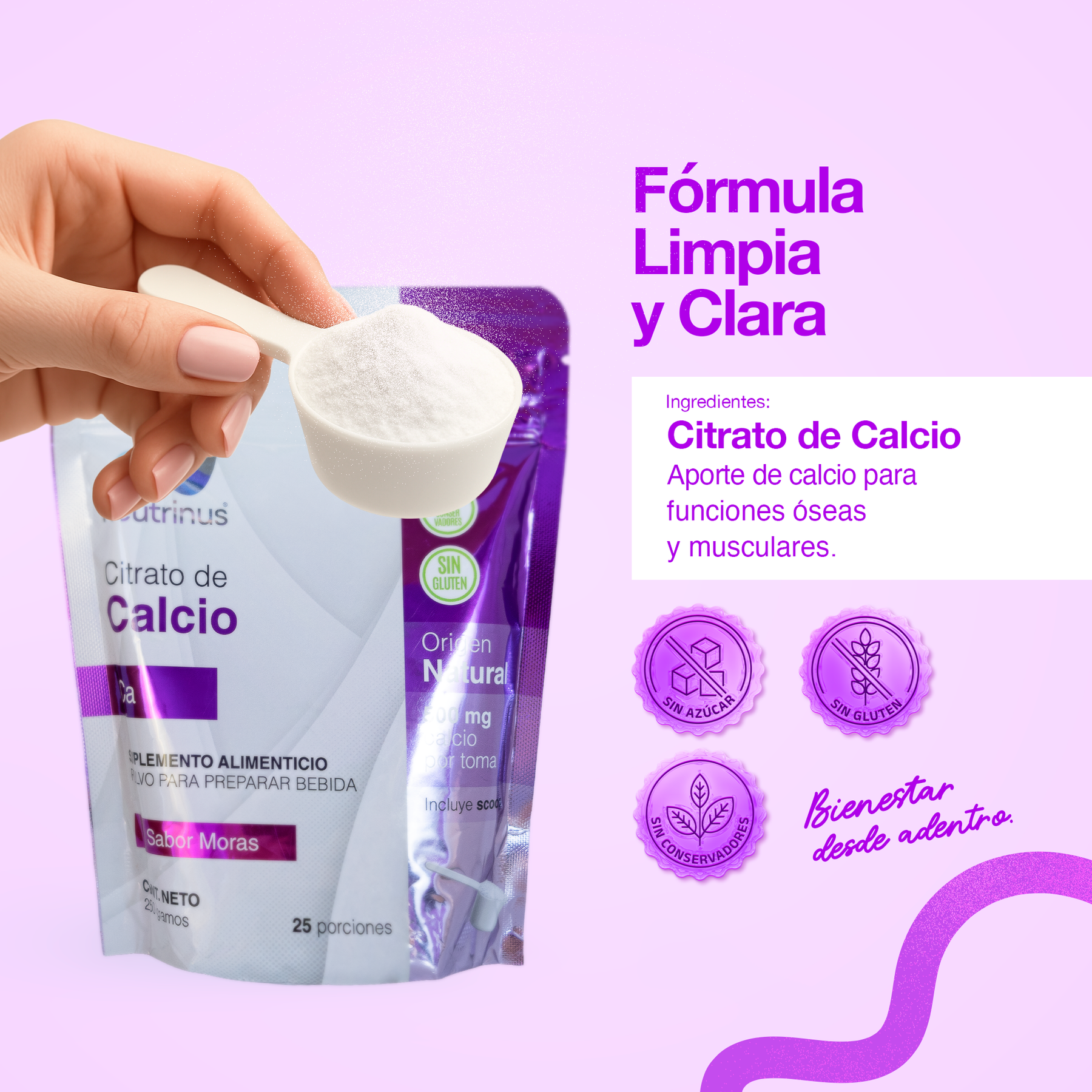 Citrato de calcio sabor moras