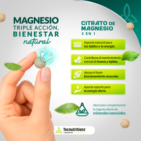 Tableta Granel Citrato Magnesio 3 En 1, Crecimiento Tejidos