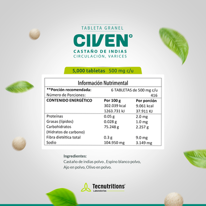 Tableta Granel Civen® Castaño De Indias Circulación, Varices