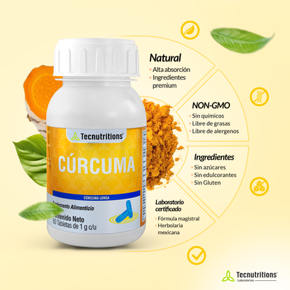 Cúrcuma – Antioxidante y Bienestar Digestivo | Tecnutritions 60 Tabletas