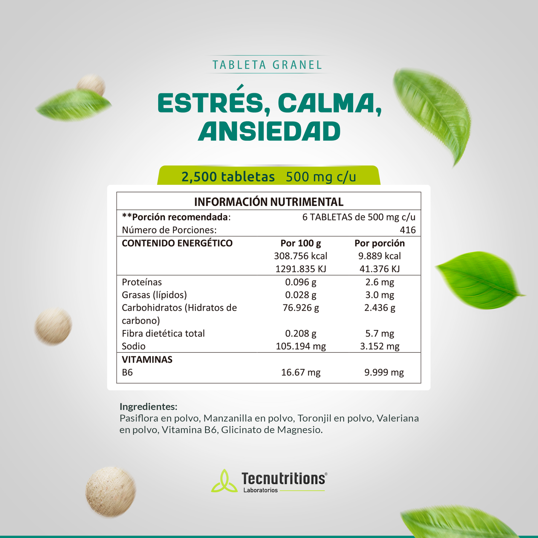 Tableta Granel Estrés, Calma, Ansiedad