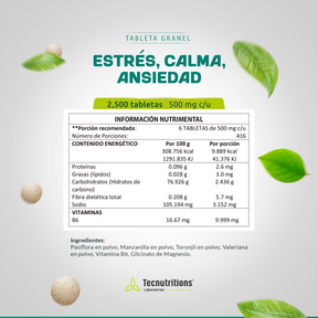 Tableta Granel Estrés, Calma, Ansiedad