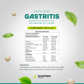 Tableta Granel Gastritis Bienestar Digestivo, Inf. Del Colon