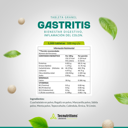 Tableta Granel Gastritis Bienestar Digestivo, Inf. Del Colon