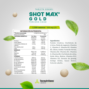 Tableta Granel Shot Max® Gold Tercera Edad Calidad De Vida
