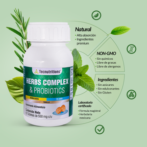 Food supplement with vitamins, probiotics and antioxidants, Herb Complex and probiotics, 60 tabl
