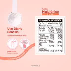 Ácido Hialurónico 250 g – Hidratación, Elasticidad y Salud de la Piel
