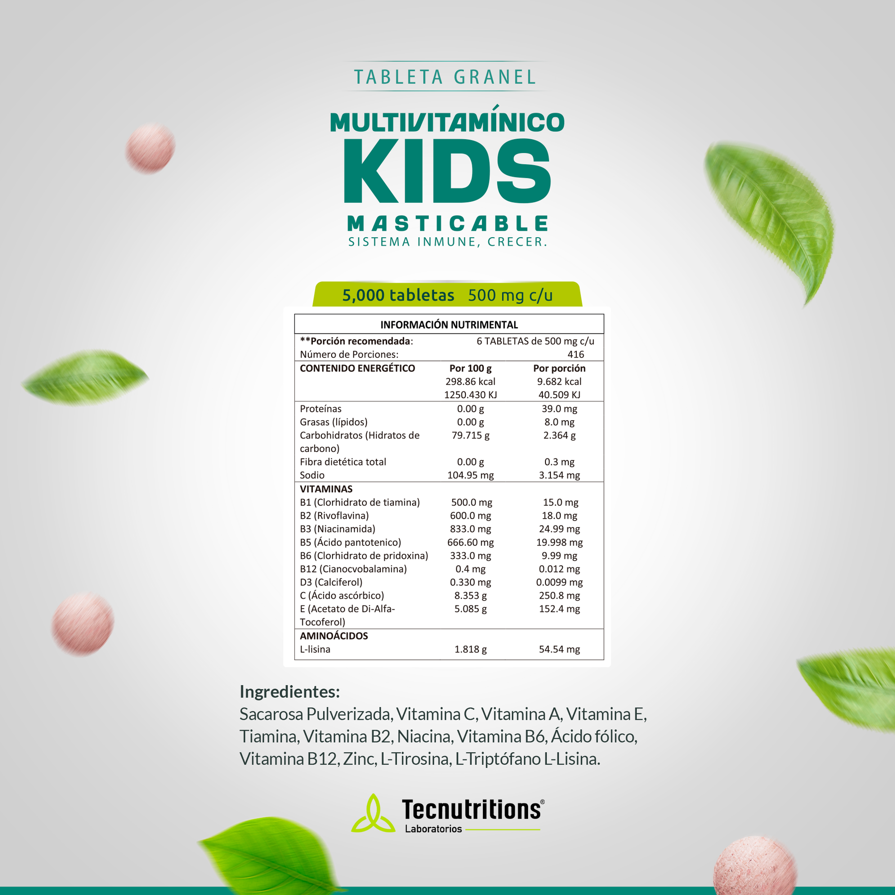 Tableta Granel Multivitamínico Kids Sist. Inmune Crecer