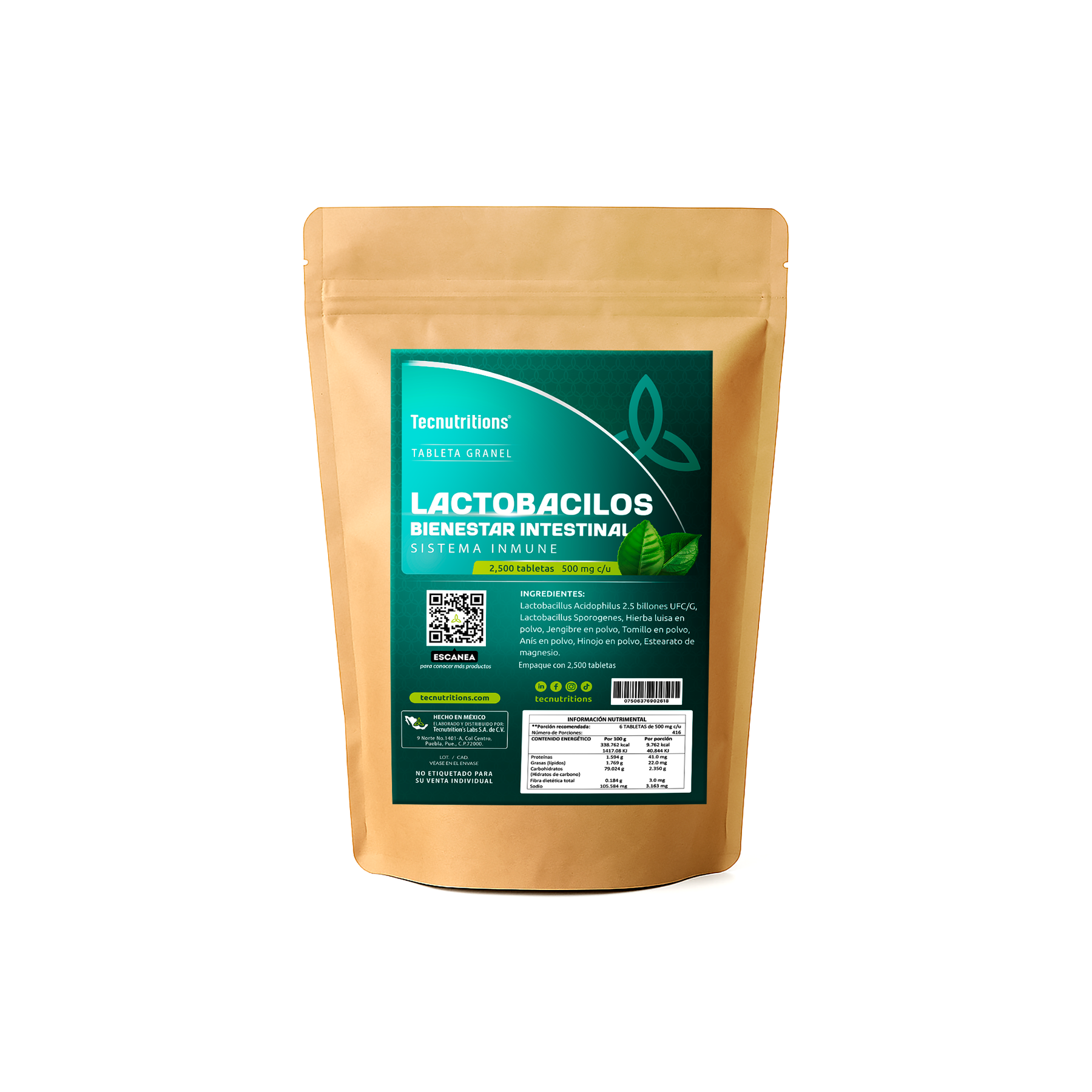 Tableta Granel Lactobacilos Bienestar Intestinal Sist Inmune