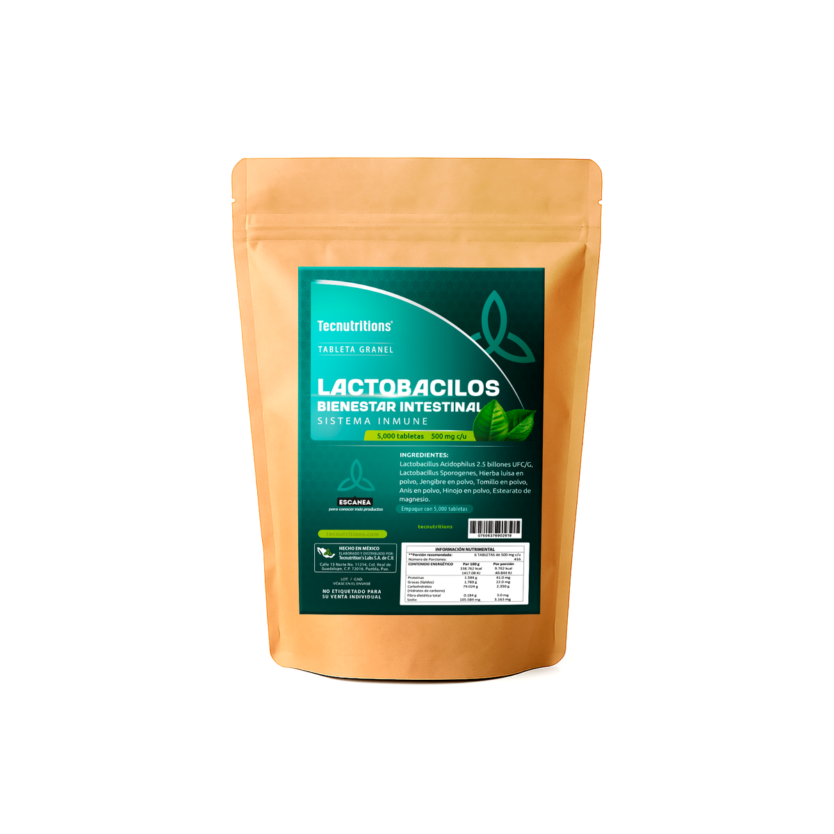 Tableta Granel Lactobacilos Bienestar Intestinal Sist Inmune