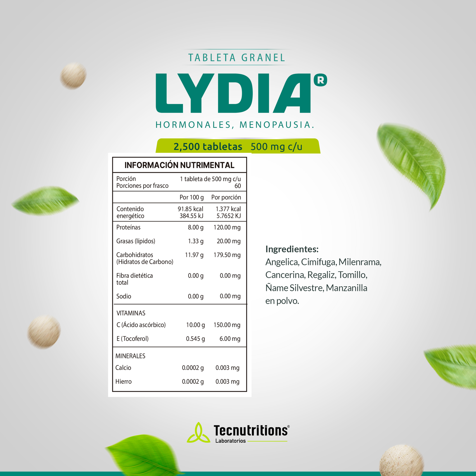 Tableta Granel Lidya® Mujer, Hormonales, Menopausia