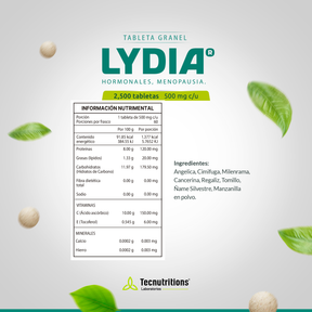 Tableta Granel Lidya® Mujer, Hormonales, Menopausia
