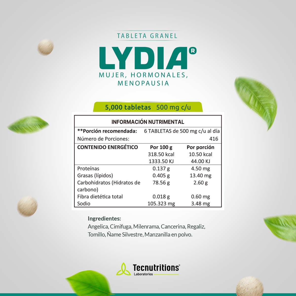 Tableta Granel Lidya® Mujer, Hormonales, Menopausia
