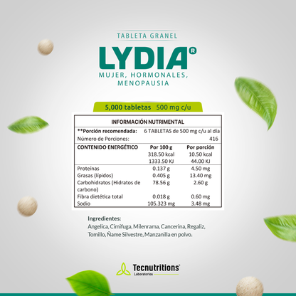Tableta Granel Lidya® Mujer, Hormonales, Menopausia