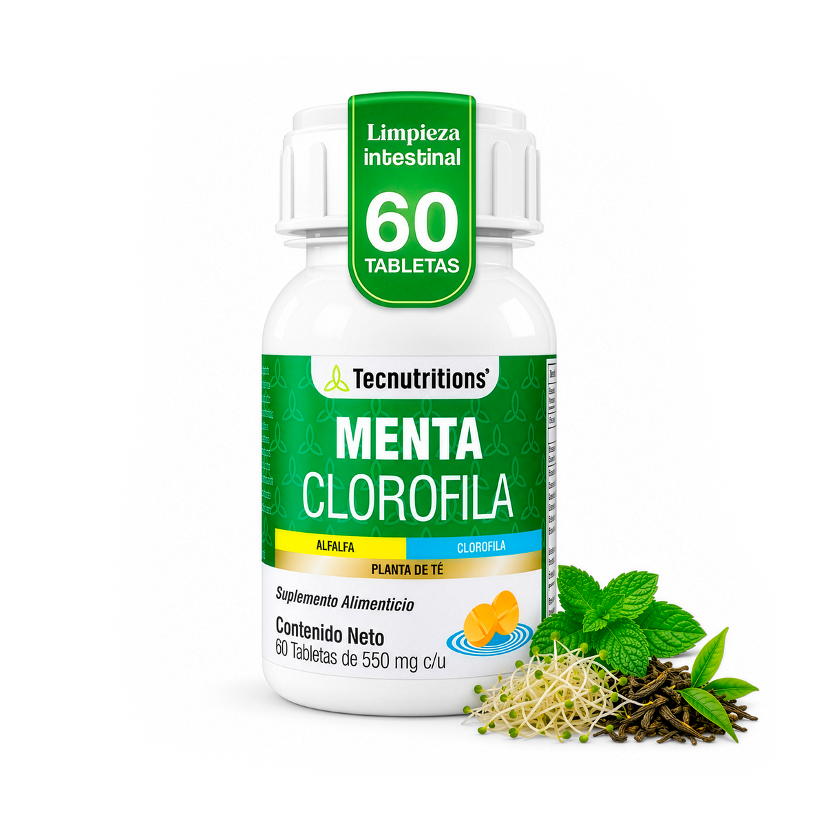 Food supplement with antioxidants and vitamins, Mint Chlorophyll, 60 tabl