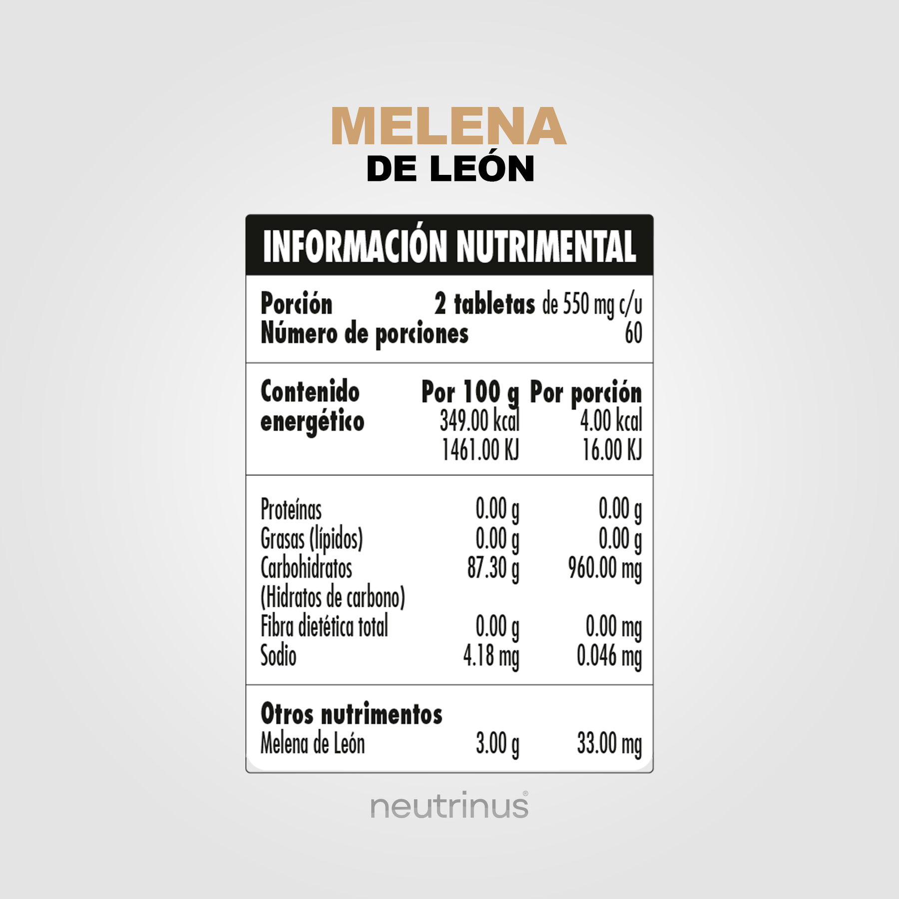 MELENA DE LEÓN TABLETAS NEUTRINUS PLUS