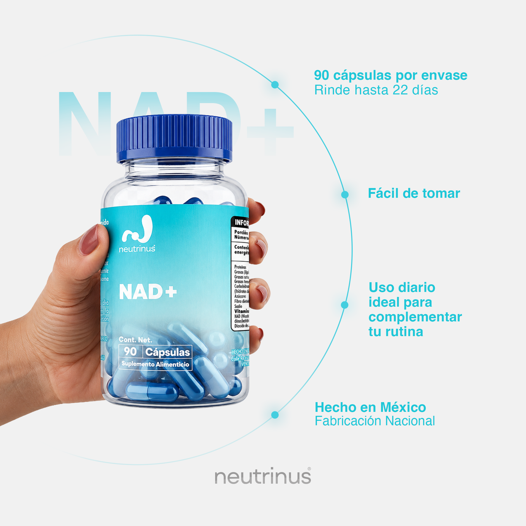 NAD+ – Energía y Longevidad Celular | Neutrinus Plus 90 Cápsulas