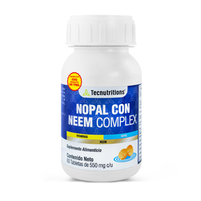 Food supplement with vitamins, antioxidants and fiber, Nopal with Neem Complex, 60 tabl