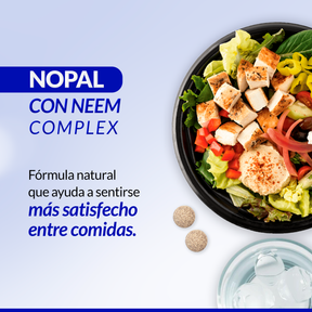 Food supplement with vitamins, antioxidants and fiber, Nopal with Neem Complex, 60 tabl