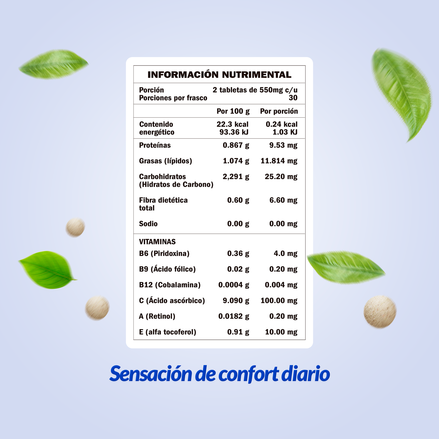 Food supplement with vitamins, antioxidants and fiber, Nopal with Neem Complex, 60 tabl